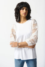 sheer lace slv white top-242086