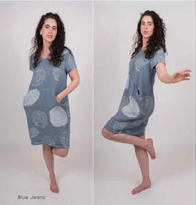 linen dress with front pockets-19-587