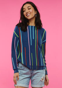 Multi col stripe cotton sweater-ZP6426U