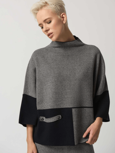 colour blocked funnel collar top-233935