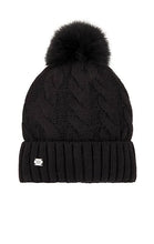 cable knit hat detach fur pom pom-Amalie-BX