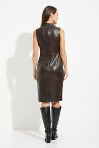 Faux leather sleeveless dress-233010