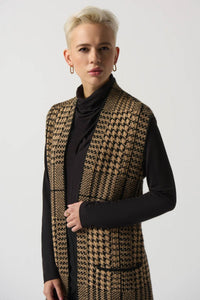 houndstooth vest long knit  - 233957