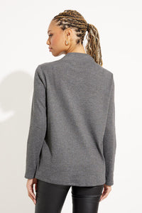 Zip neck grey melange/blk tunic- 233244