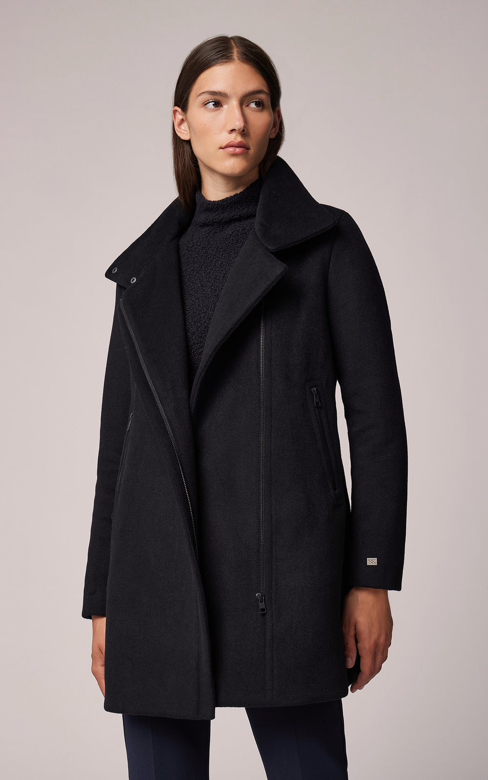 wool coat with removable quilted collar - Abbi