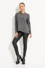 Zip neck grey melange/blk tunic- 233244