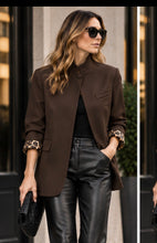 Oversized blazer with animal print liner -NY26254