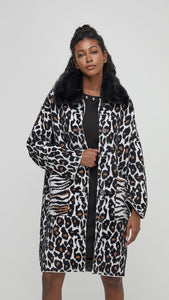 removablefaux fur collar coat-918