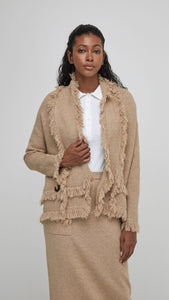 fringe knit jacket-901