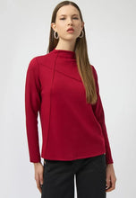 Mock neck jersey knit top with seam detailing -254034