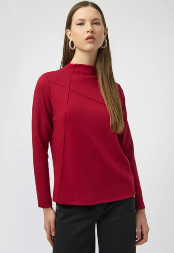 Mock neck jersey knit top with seam detailing -254034