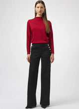 Mock neck jersey knit top with seam detailing -254034