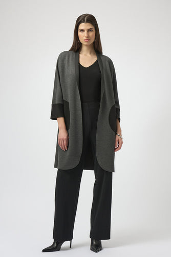 Grey/blk duster jacket in jersey knit - 254040