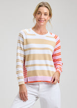 crazy stripe crew neck pullover -ZP8413U
