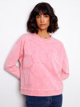 long sl top w flower applique-C1417