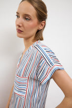 Silky stripe short sleeve blouse-BELENO