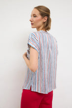 Silky stripe short sleeve blouse-BELENO