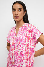Short sleeve silky fuschia print blouse - DILARA