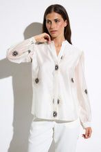 organza floral embroidered blouse -AZOGU