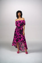 long pleated print dress-241908