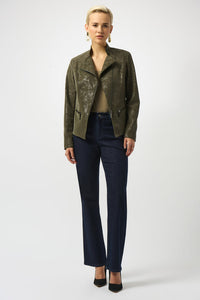 Moto jacket with sheen texture - 253915