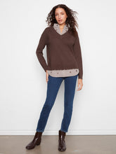 long slv  vneck fooler sweater-C2568rp/464A