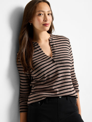 l/s striped henley top-NZTF252081