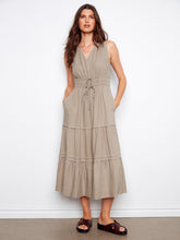 vneck multi tieered linen dress-c3221-476c