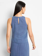 rumba linen pop on tank top-M251631-blu