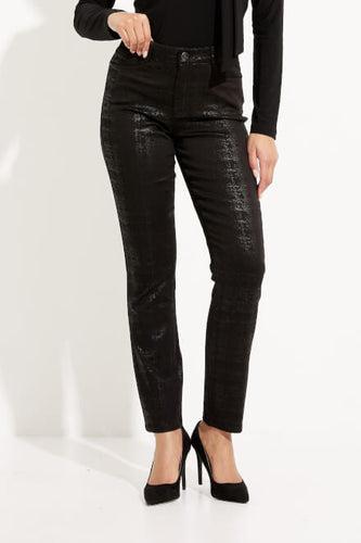 black faux leather textured pant-233974