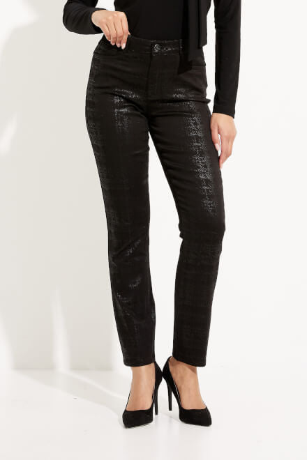 black faux leather textured pant-233974