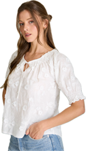 floral jacquard s sl blouse -BU9332