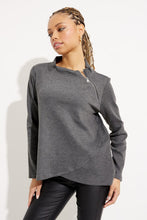 Zip neck grey melange/blk tunic- 233244