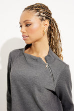 Zip neck grey melange/blk tunic- 233244