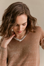 long slv drop shoulder vneck-610-c2907r-626b