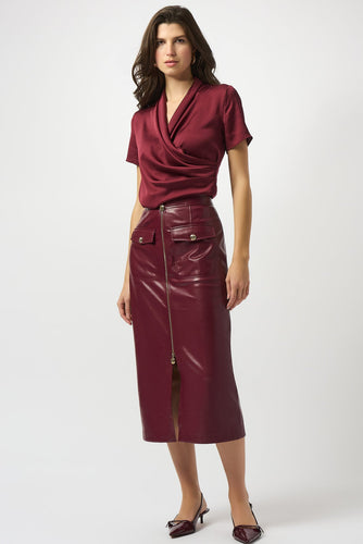 Faux leather zip long skirt - 253991-mer
