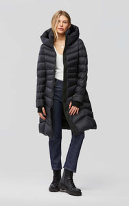 slim fit above knee hooded winter puffer coat-Sonny