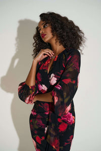 Fall floral print dress with keyhole neckline -253791-lds