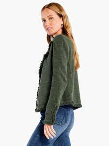 fringe mix knit jacket-F231133