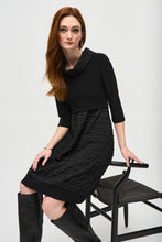 Mixed texture 3/4 sleeve dress-243114