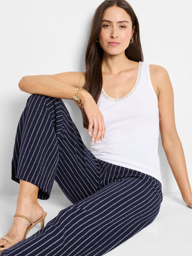 shimmer trimmed tank top-M251023-wht