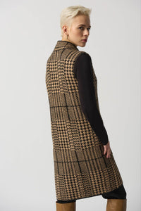 houndstooth vest long knit  - 233957