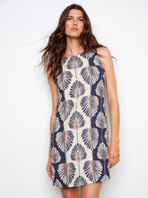 print sless dress with side button-C3254P