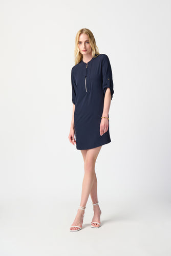 1/2 zip 3/4 sleeve dress-232201S24