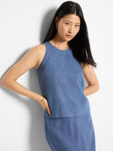 rumba linen pop on tank top-M251631-blu