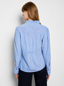 ruffled neck stripe top-F251615