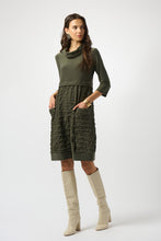 Cowl neck bubble/knit dress -243114F25