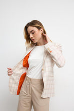 Cotton linen plaid blazer-AJEDRA