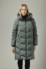 down coat with hood zip bottom-2457-64 - olv