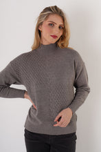 Mock neck cable sweater -TT13100-gry